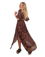 The Free People Womens Lysette Maxi Dress in Chocolate Combo