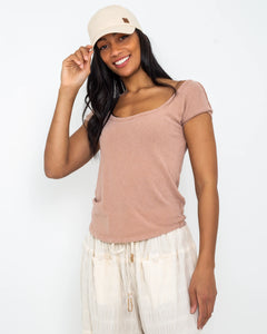 The Free People Womens Bout Time T-shirt in Misty Mink