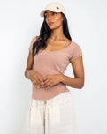 The Free People Womens Bout Time T-shirt in Misty Mink