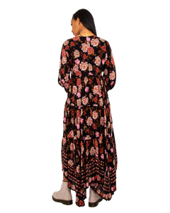 The Free People Womens Rows Of Roses Maxi Dress in Black Combo