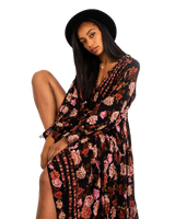 The Free People Womens Rows Of Roses Maxi Dress in Black Combo