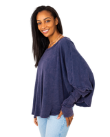 The Free People Womens Microphone Drop Thermal Top in Navy