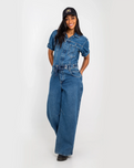 The Free People Womens Edison Jumpsuit in Cape Blue