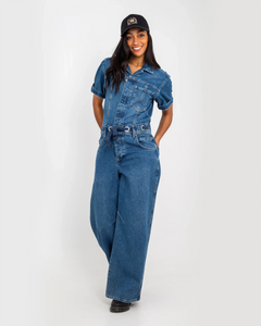 The Free People Womens Edison Jumpsuit in Cape Blue