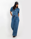 The Free People Womens Edison Jumpsuit in Cape Blue