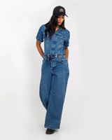 The Free People Womens Edison Jumpsuit in Cape Blue