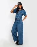 The Free People Womens Edison Jumpsuit in Cape Blue