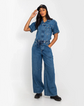 The Free People Womens Edison Jumpsuit in Cape Blue