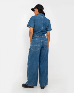 The Free People Womens Edison Jumpsuit in Cape Blue