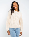 The Free People Womens Frankie Cable Jumper in Ivory