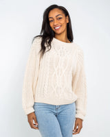 The Free People Womens Frankie Cable Jumper in Ivory