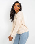 The Free People Womens Frankie Cable Jumper in Ivory