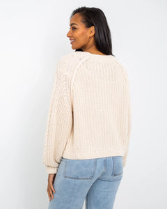 The Free People Womens Frankie Cable Jumper in Ivory