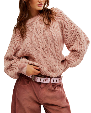 Frankie Cable Jumper in Misty Rose