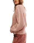 Frankie Cable Jumper in Misty Rose