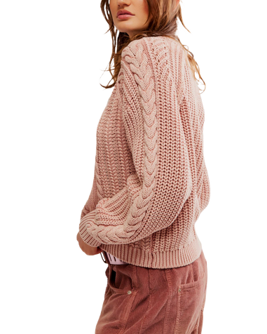 Frankie Cable Jumper in Misty Rose