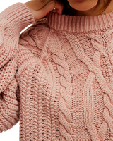 Frankie Cable Jumper in Misty Rose