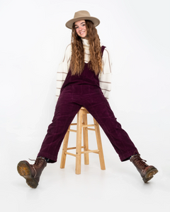 The Free People Womens High Roller Cord Jumpsuit in Italian Plum