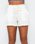 The Free People Womens Westmoreland Linen Shorts in Ivory