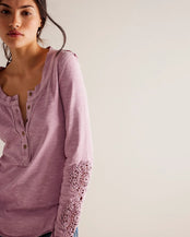 Our Song Henley Cuff Top in Candid Lilac