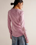 Our Song Henley Cuff Top in Candid Lilac