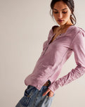Our Song Henley Cuff Top in Candid Lilac