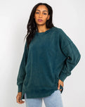 The Free People Womens Intercept Tunic Sweatshirt in Emerald Green