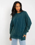 The Free People Womens Intercept Tunic Sweatshirt in Emerald Green