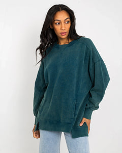 The Free People Womens Intercept Tunic Sweatshirt in Emerald Green