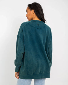 The Free People Womens Intercept Tunic Sweatshirt in Emerald Green