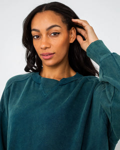 The Free People Womens Intercept Tunic Sweatshirt in Emerald Green