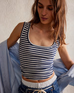 Hummingbird Stripe Vest in Indigo Combo