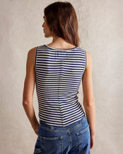 Hummingbird Stripe Vest in Indigo Combo