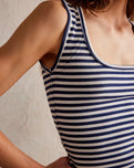 Hummingbird Stripe Vest in Indigo Combo