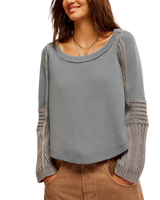 Swinging Cable Cuff Jumper in Weathervane Combo