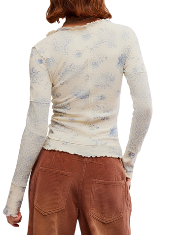 Clover Printed Thermal Top in Ivory Combo