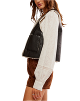 Travellers Leather Waistcoat in Black & Cream