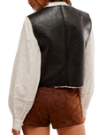 Travellers Leather Waistcoat in Black & Cream