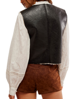 Travellers Leather Waistcoat in Black & Cream