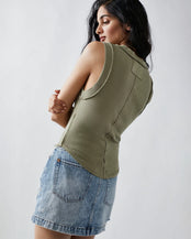 Solid Rib Bambi Vest in Army