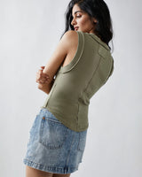 Solid Rib Bambi Vest in Army