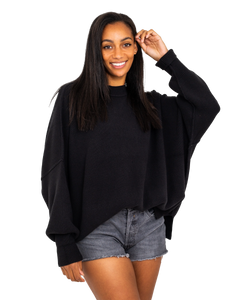 The Free People Womens Easy Street Sweatshirt in Black