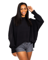 The Free People Womens Easy Street Sweatshirt in Black