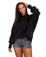 The Free People Womens Easy Street Sweatshirt in Black