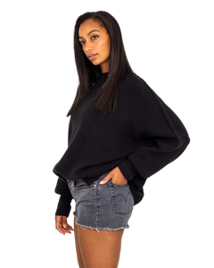 The Free People Womens Easy Street Sweatshirt in Black