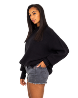 The Free People Womens Easy Street Sweatshirt in Black