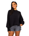 The Free People Womens Easy Street Sweatshirt in Black