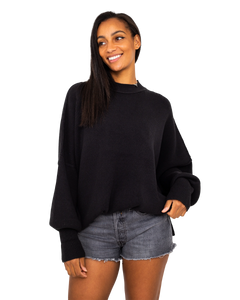 The Free People Womens Easy Street Sweatshirt in Black