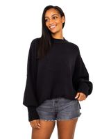 The Free People Womens Easy Street Sweatshirt in Black