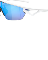 The Oakley Sphaera Prizm Polarised Sunglasses in Matte White & Prizm Sapphire